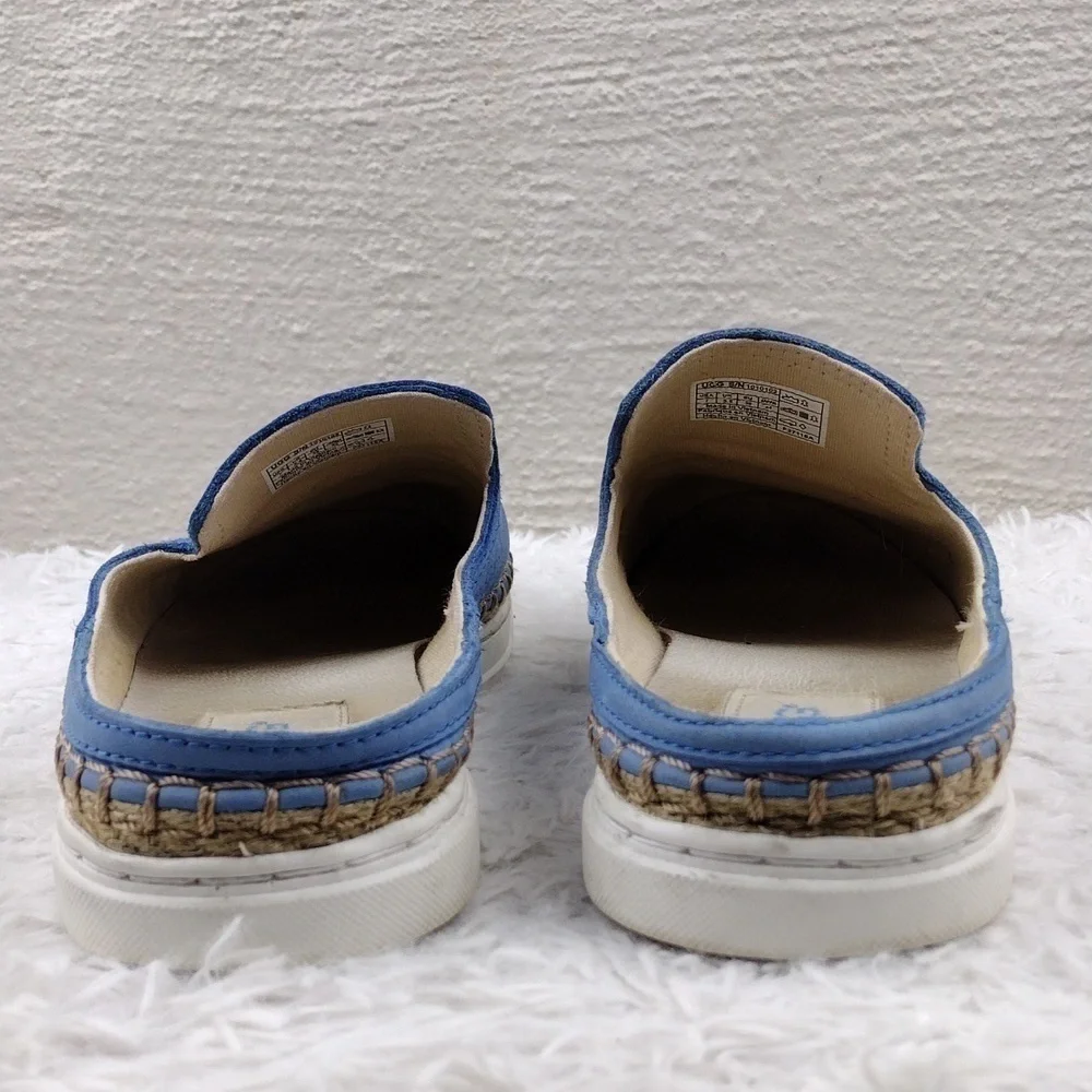 Ugg Australia Caleel Blue Leather Upper Round Toe Espadrille Slip On Mule Shoe - Picture 5 of 16